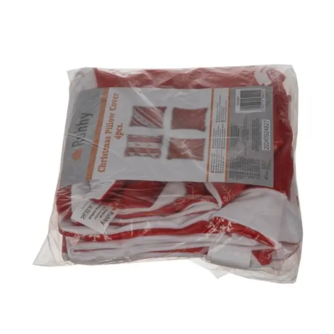 Ruhhy Kerst Kussenhoezen Set – 4 Stuks, Fluwelen Afwerking, 45x45 cm – Perfect voor Feestelijke Decoratie