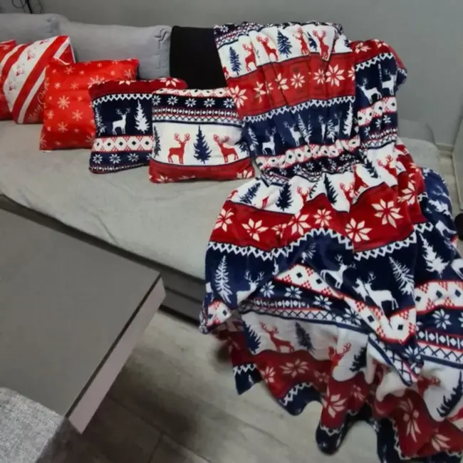 Ruhhy Kerst Deken + 2 Kussenhoezen – Warme en Zachte Set, 160x200 cm – Kerst Motief