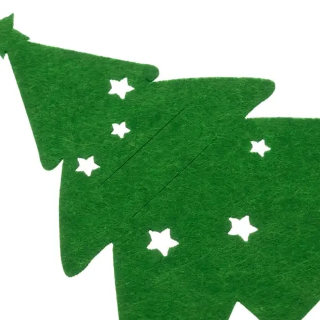 Ruhhy Bestekhouder Kerstbomen – Set van 12 Stuks, Vilten Kerst Tafeldecoratie