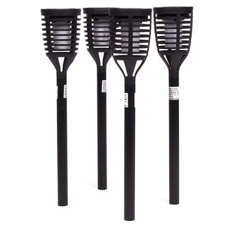 Benson Set van 4 LED solar tuinlampen - fakkel - flikkerend kaarseffect - 41 cm - zwart Benson Set van 4 LED solar tuinlampen - fakkel - flikkerend kaarseffect - 41 cm - zwart