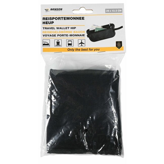 Benson Compacte heuptas - zwart - verstelbare riem - polyester - 29×13,5 cm