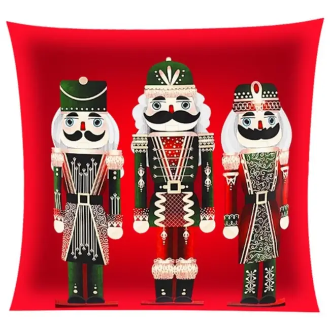 Ruhhy Kussenhoes Kerst 40x40 cm – Notenkraker Thema – Sfeervolle Kerstdecoratie