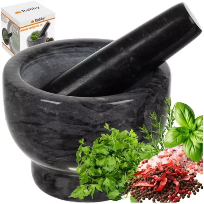 Ruhhy Marmeren Vijzel – Stevige Vijzel en Stamper voor Kruiden en Specerijen