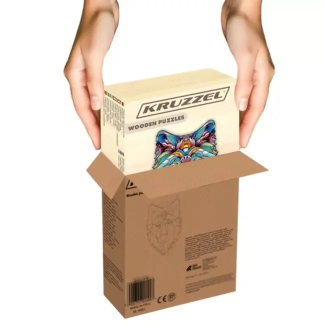 Kruzzel Houten Wolf Puzzel – 170 Stukken – Kleurrijke en Unieke Decoratieve Puzzel