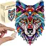 Kruzzel Houten Wolf Puzzel – 170 Stukken – Kleurrijke en Unieke Decoratieve Puzzel