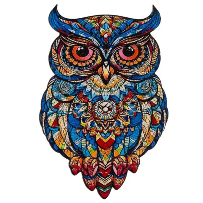 Kruzzel Houten Uilen Puzzel – 177 Stukken – Kleurrijke Decoratieve Puzzel