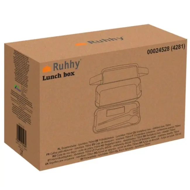 Ruhhy Lunchbox 750 ml – Milieuvriendelijke Maaltijdcontainer met Twee Compartimenten