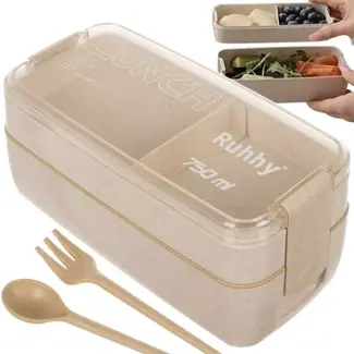 Ruhhy Lunchbox 750 ml – Milieuvriendelijke Maaltijdcontainer met Twee Compartimenten
