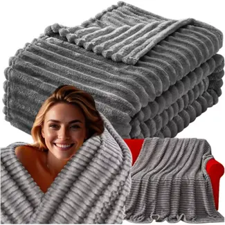 Ruhhy Grijze Microvezel Deken 160x200 cm – Warm en Zacht voor Winterdagen