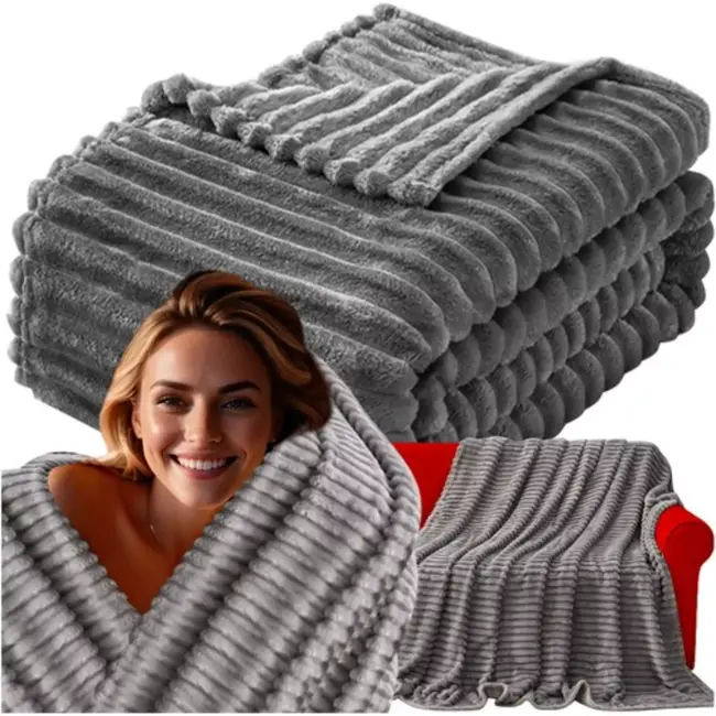 Ruhhy Grijze Microvezel Deken 160x200 cm – Warm en Zacht voor Winterdagen