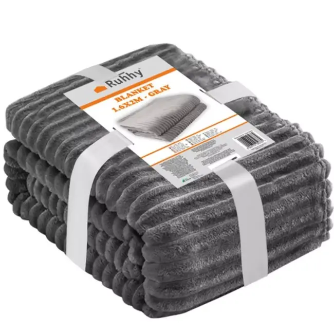 Ruhhy Grijze Microvezel Deken 160x200 cm – Warm en Zacht voor Winterdagen