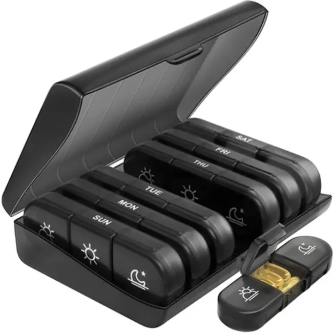 Ruhhy Medicatie Organizer - 7 Dagen, Compacte Weekplanner met 3 Tijdsvakken per Dag