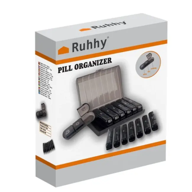 Ruhhy Medicatie Organizer - 7 Dagen, Compacte Weekplanner met 3 Tijdsvakken per Dag
