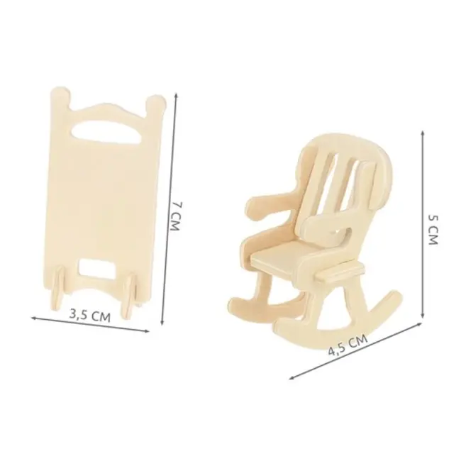 Kruzzel Houten Poppenmeubel Set - 34 Delige DIY Meubelset voor Poppenhuis