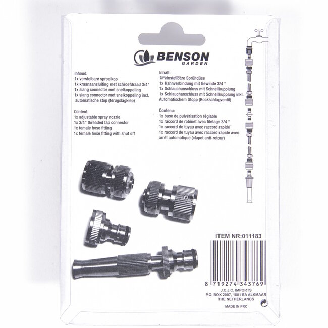 Benson Waterkoppelset - Verstelbare sproeikop - Messing - 4-delig - Brons