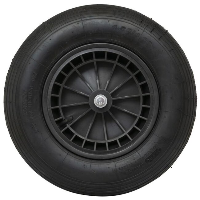 Tarsus Kruiwagenwiel - Kunststof Velg - Luchtband - Compleet - Zwart