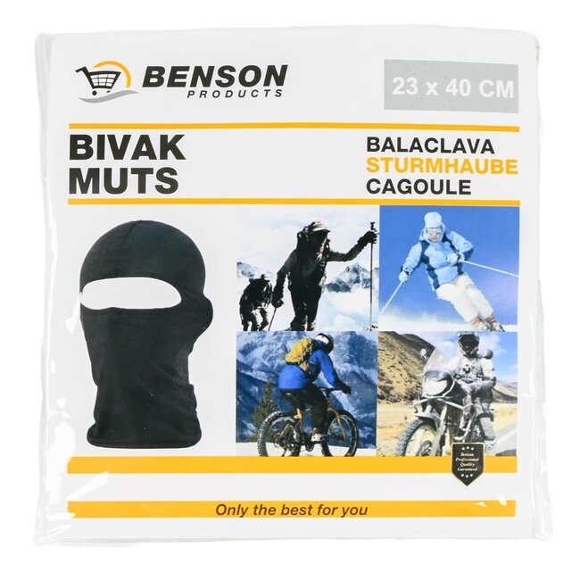 Benson Warme Bivakmuts - Zacht Polyester - Unisex - Zwart