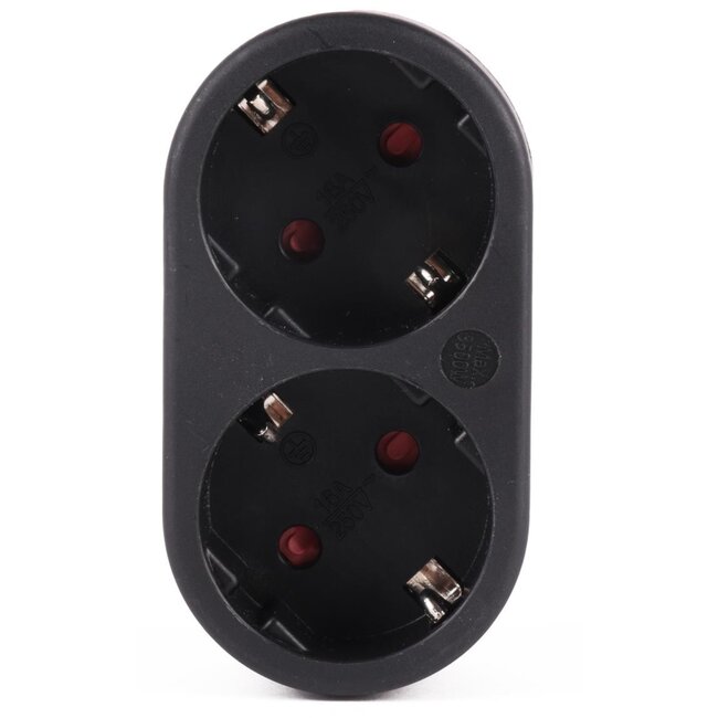 Benson Stekker Duo Verloop - Randaarde - Horizontaal - Zwart - Kinderbeveiliging