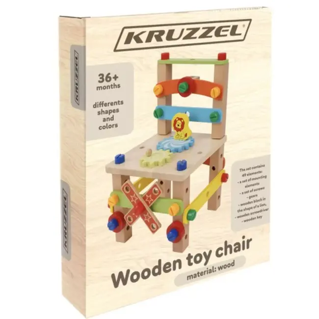 Kruzzel Houten Bouwstoel - Educatieve DIY Speelset voor Kinderen