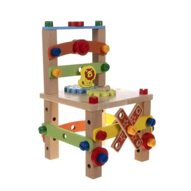 Kruzzel Houten Bouwstoel - Educatieve DIY Speelset voor Kinderen