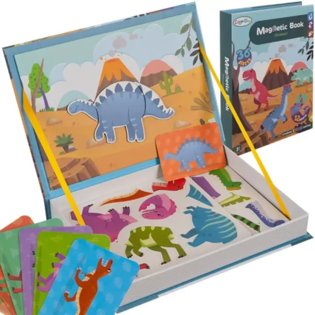 Kruzzel Magnetische Puzzel - Dinosaurussen - 36 Magneten & 6 Kaarten