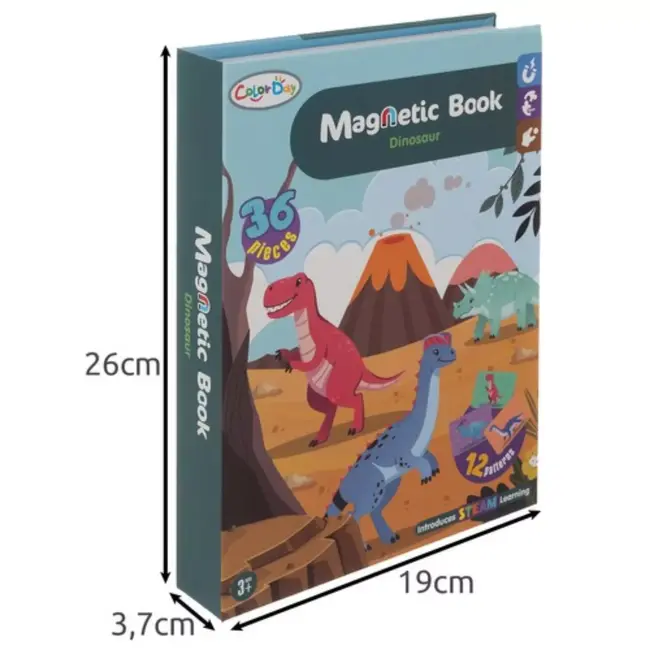 Kruzzel Magnetische Puzzel - Dinosaurussen - 36 Magneten & 6 Kaarten