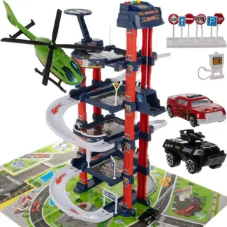 Kruzzel Speelgoedgarage - 4 Verdiepingen - Inclusief Lift, Auto's en Helikopter