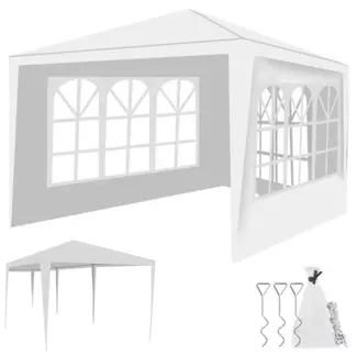 Gardlov Tuinpaviljoen 3x3m - Inclusief 4 Wanden - Wit - Weerbestendig en Stabiel