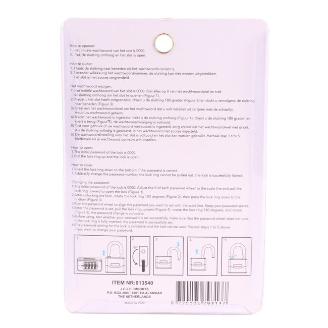 Stahlex Cijferslot - 4-cijferig - Zelfsluitend - Schokabsorberend - 95 mm - Chroom/Grijs