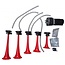 Dragon-Tools Luchthoornset - pvc - 5-tonig La Cucaracha - rood - 5 stuks - 12 volt compressor - voor auto, vrachtwagen en tractor