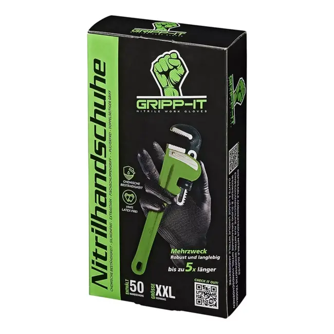 Gripp-It Nitril handschoenen XXL - Zwart - Touchscreen vriendelijk - 50 stuks