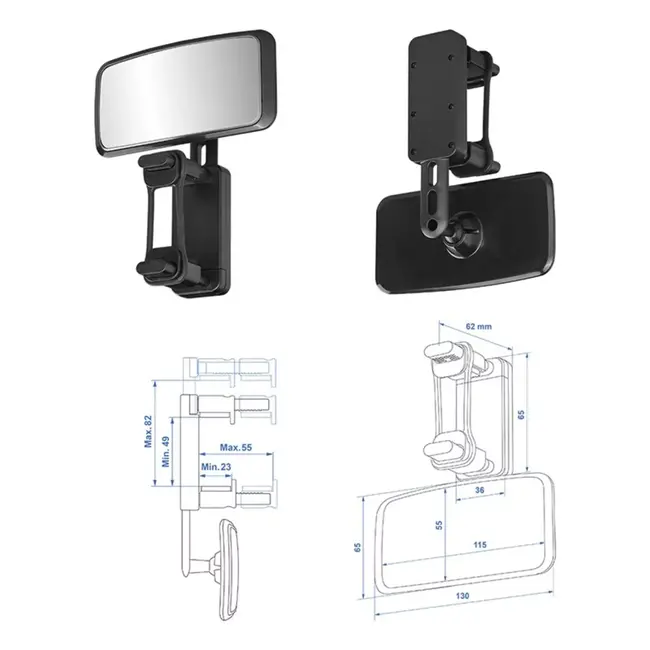 ProPlus Universele Binnenspiegel met Klem - Extra Zicht - Voor Ouders en Passagiers
