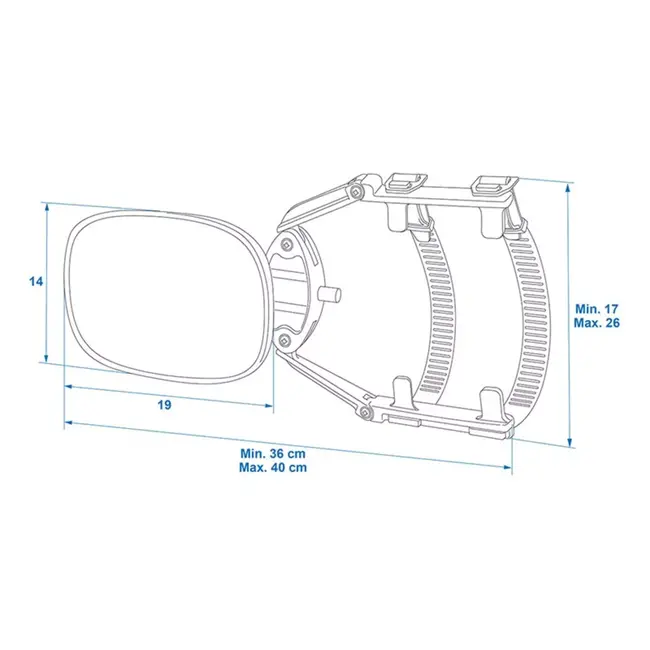 ProPlus Opzetspiegel voor Caravan - Uitschuifbare Lengte 37,5-41 cm - E-gekeurd