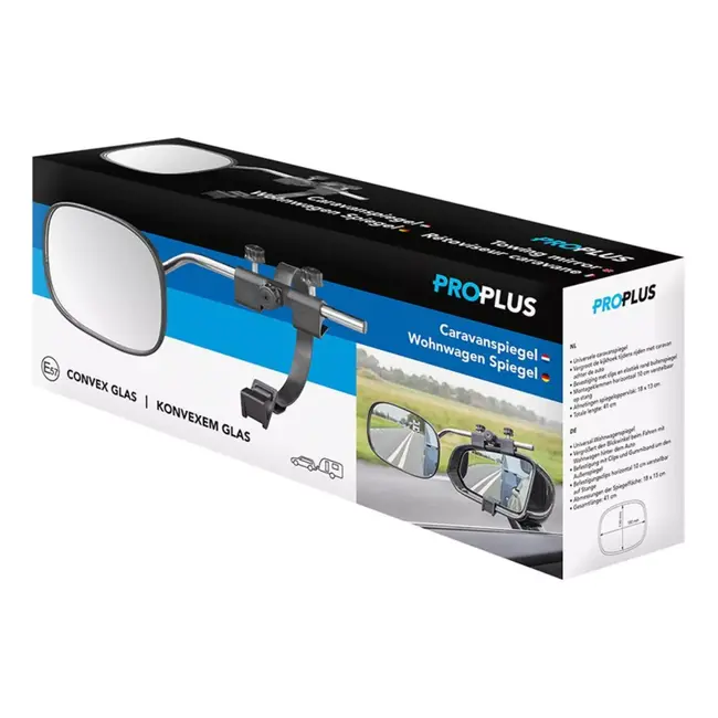 ProPlus Caravanspiegel Convex Glas - Universeel - 41 x 14 x 19 cm - Breder Zichtveld en Veilig Rijden