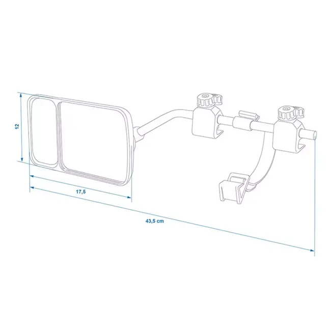 ProPlus Caravanspiegel met Dodehoekspiegel - 44 x 11 x 16 cm - Vlak Glas - Universeel en Verstelbaar