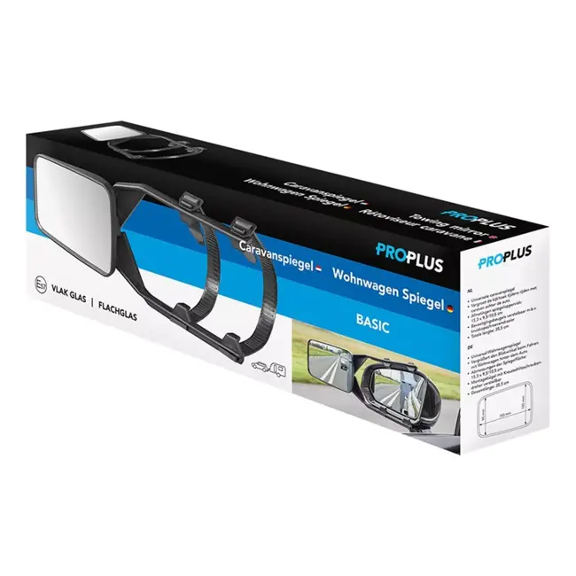 ProPlus Caravanspiegel Basic - 35,5 x 11 x 16 cm - Universeel - Vlak Glas en Verstelbare Beugels