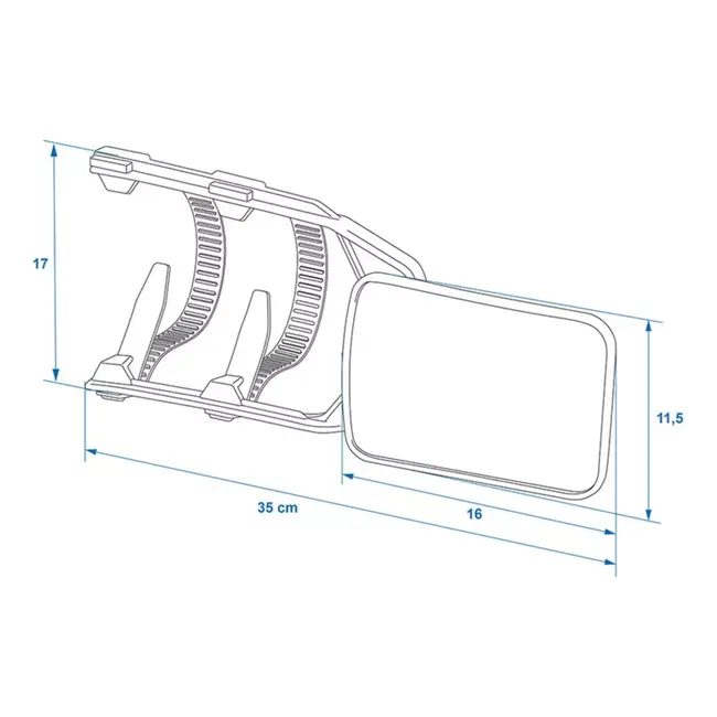 ProPlus Caravanspiegel Basic - 35,5 x 11 x 16 cm - Universeel - Vlak Glas en Verstelbare Beugels