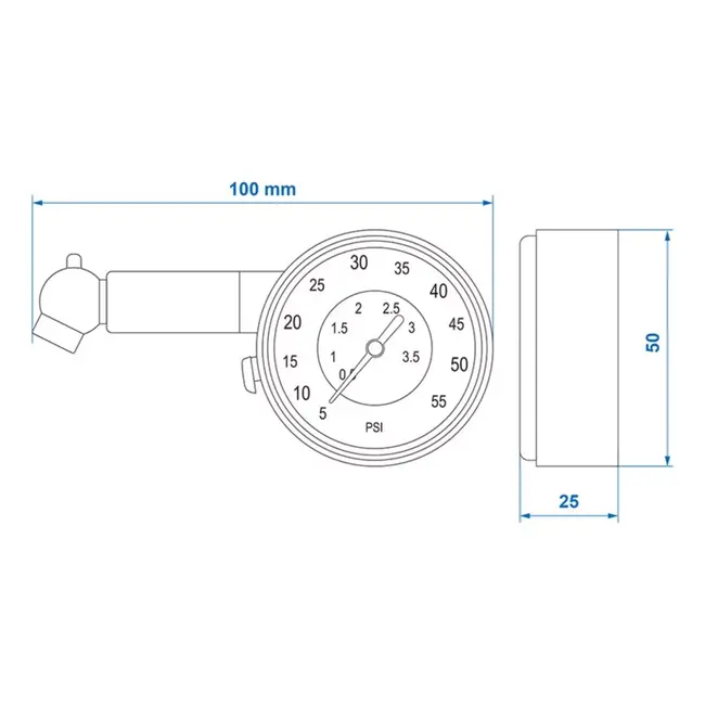 ProPlus Bandenspanningsmeter 3,8 Bar - Compact en Nauwkeurig - Voor Auto's en Fietsen