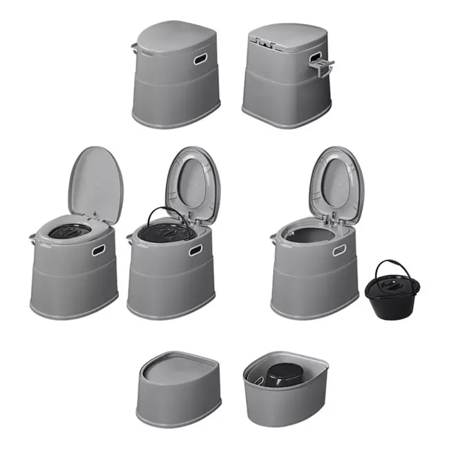 ProPlus Demontabel Campingtoilet - 8-delig - Met Wc-rolhouder en Uitneembare Emmer