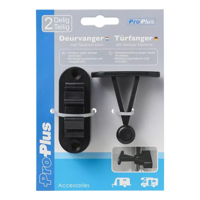 ProPlus Deurvanger met flexibele klem - zwart - 2-delig - windbestendig