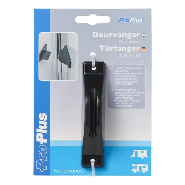 ProPlus Onderzijde deurvanger - zwart - voor caravan en camper - windbestendig - PP materiaal
