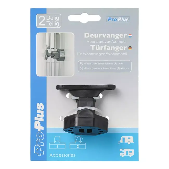 ProPlus Deurvanger zwart - scharnierend en vast - voor caravan/camper