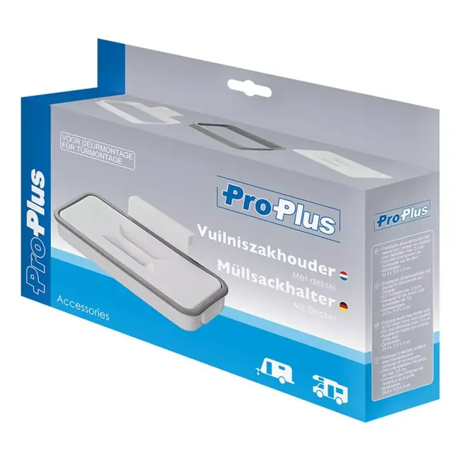 ProPlus Vuilniszakhouder met deksel - Deurbevestiging - Compact - Wit/Grijs