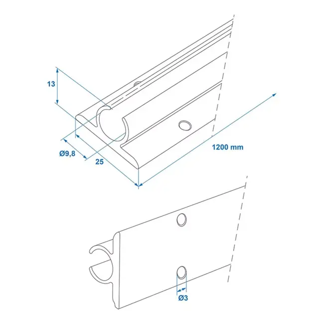 ProPlus Zelfklevende aluminium tentrail set - 90° hoek - 120 cm - 3 stuks
