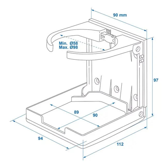 ProPlus Verstelbare en inklapbare bekerhouder - zwart - compact ontwerp