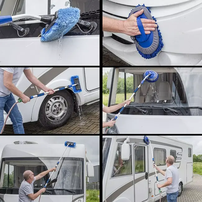 ProPlus Telescopische wasborstel - 3D kop - Chenille microvezel - 130-190 cm - Aluminium steel