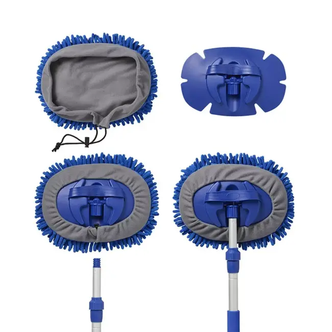 ProPlus Chenille microvezel hoes - telescopische wasborstel - blauw