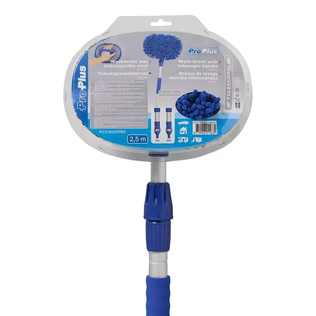 ProPlus Telescopische wasborstel - microvezel chenille - 2,5 m - blauw