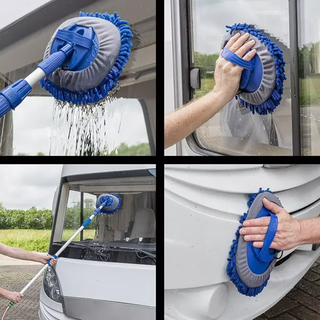 ProPlus Telescopische wasborstel - microvezel chenille - 2,5 m - blauw