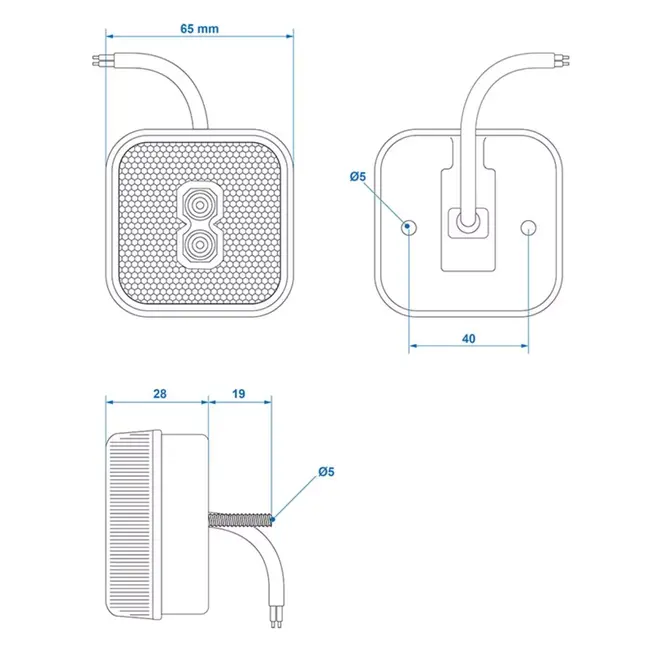 ProPlus LED markeringslamp - vierkant - waterdicht - 65 x 65 mm - wit - 12/24V